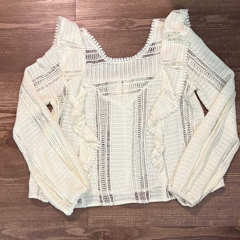 Sezane Cream Crochet Women's Top